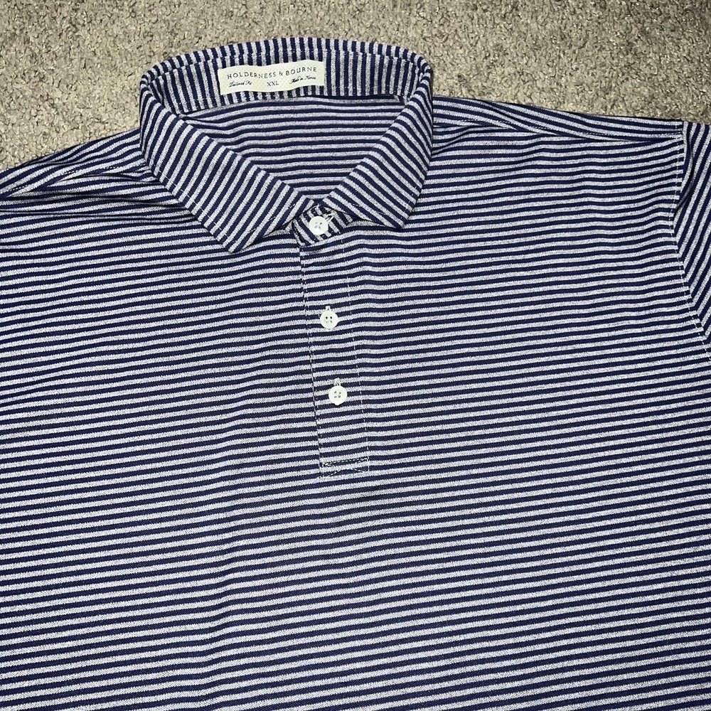 Holderness & Bourne The Maxwell Golf Polo Shirt Men's XXL Performance Striped